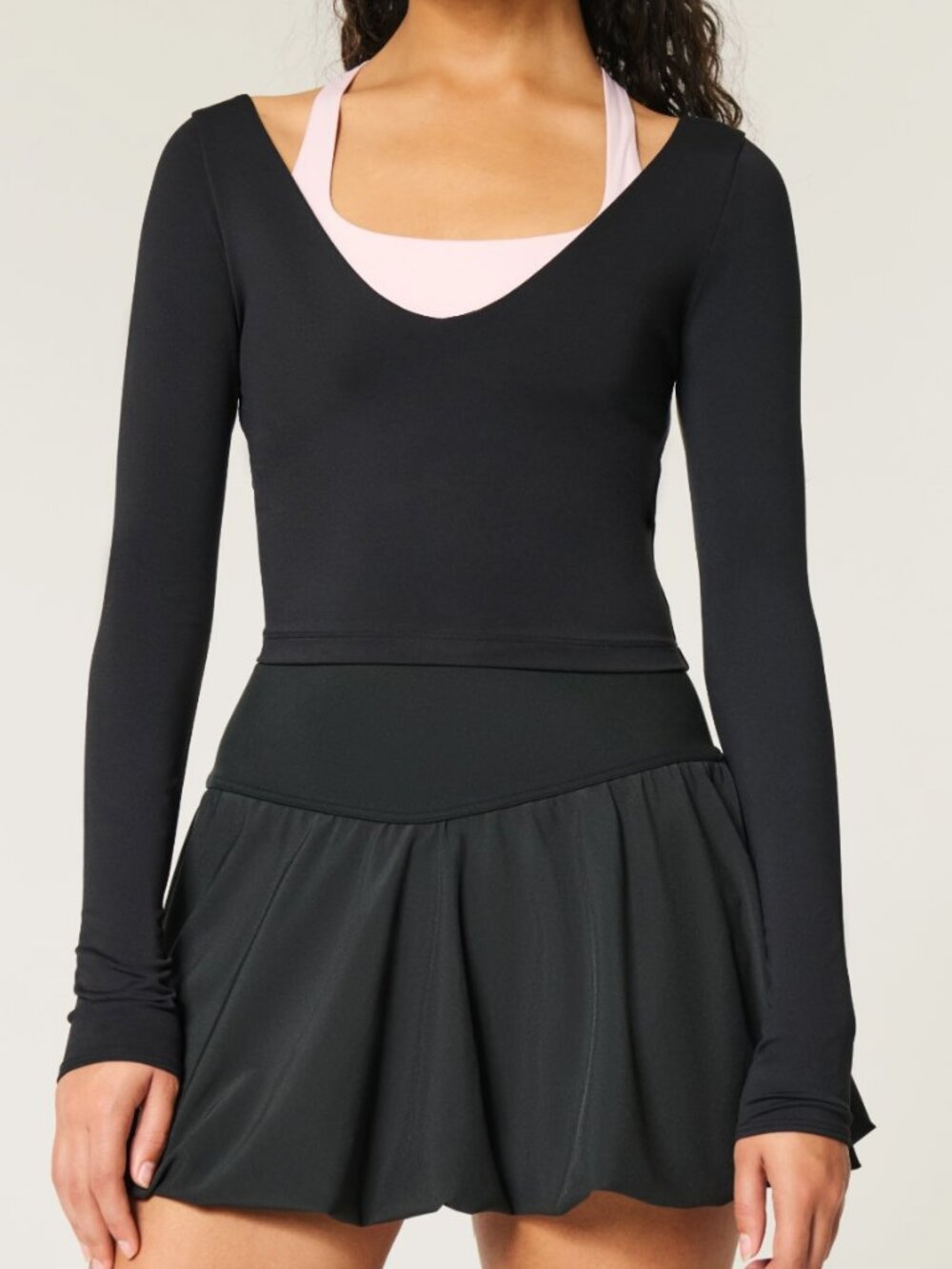 NWT Black and White Gilly Hicks Active Boost Layered Activewear Top Size S